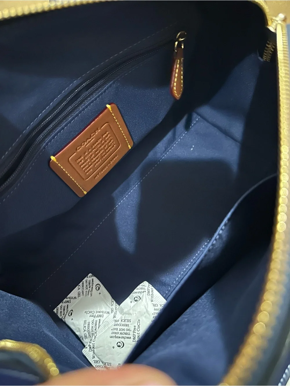 Coach Rowan Satchel Bag In Signature Canvas Gold/Navy CV961 NWT